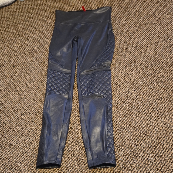 SPANX Pants - SPANX Black Quilted Faux Leather Elastic Leggings